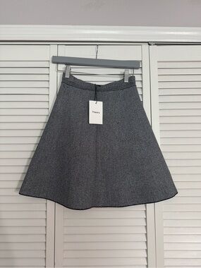 Theory Gray Marl Flare Skirt A-Line Skirt Work Wear Minimalist Sz S NWT